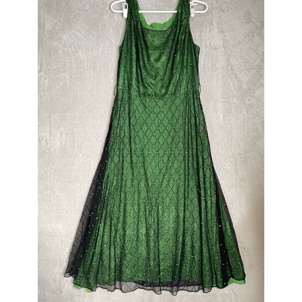 COLDWATER CREEK WOMENS SLEEVELESS EMERALD GREEN WITH RHINESTONES SIZE 12